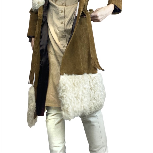 1960s GENUINE SUEDE LEATHER MADE IN GREAT BRITAIN with ASTRAKHAN LAMB - Picture 4 of 8